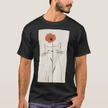 Camisa Minimalista de Gato Flor Presente para Aman