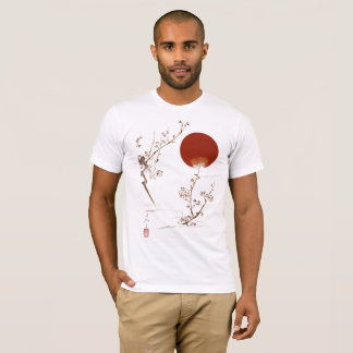 Camisa Minimalista Zen Japonesa com Sol e Ramo de