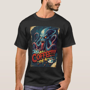 Camisa Monstro Do Café Cthulhu   Horror Humor Tee