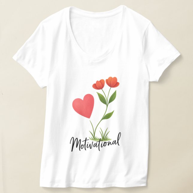 Camisa Motivacional Coração e Flores (Postura )