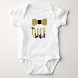 Camisa Mr ONEderful de Aniversário em Preto e Dour