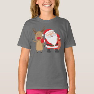 Camisa muito bonito de Papai Noel e de rena  