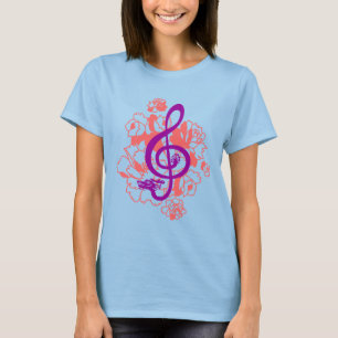 Camisa musical do costume das peônias do clef de