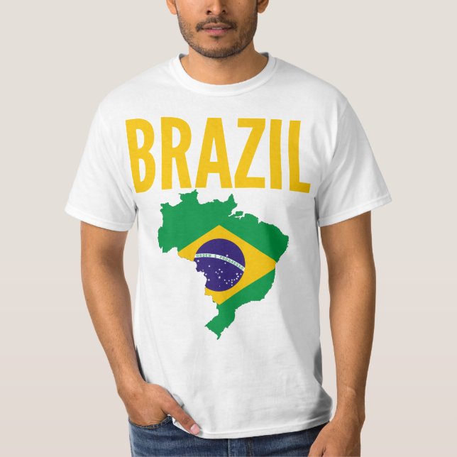 Camisa nacional do mapa T de Brasil (Frente)
