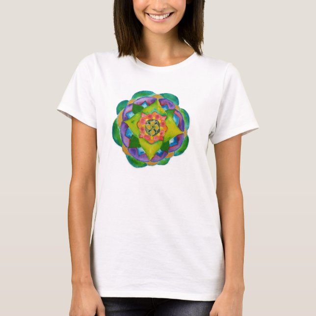 Camisa Nano Hanes, de mandala, branca (Frente)