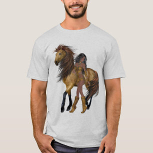 Camisa Nativa da Princesa Americana e Cavalo