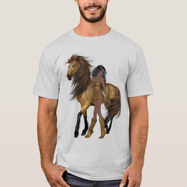Camisa Nativa da Princesa Americana e Cavalo (Frente)
