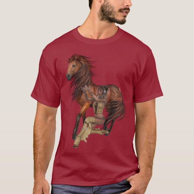 Camisa Nativa da Princesa Americana e Cavalo (Frente)