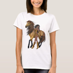 Camisa Nativa da Princesa Americana e Cavalo
