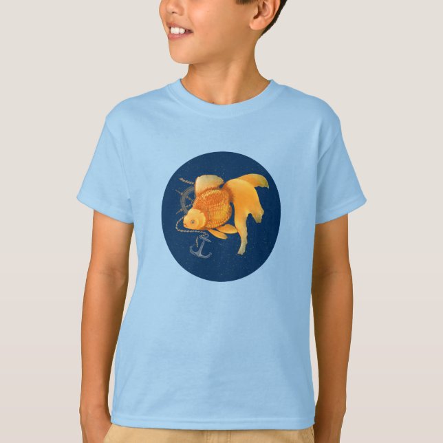 Camisa Náutica com Leme de Navio Âncora Peixe Dour (Frente)