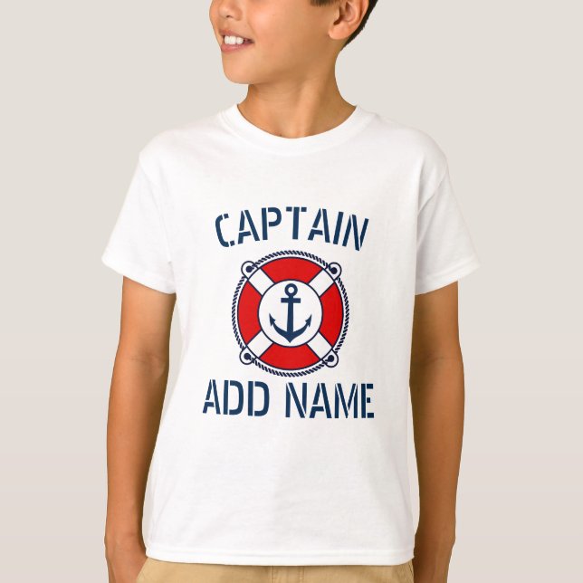 Camisa náutica de criança do capitão de navio pers (Frente)