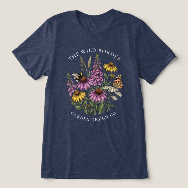 Camisa Navy Bee Friendly Flower Landscape Designer (Design frontal)