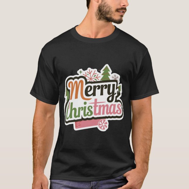 Camisa Negra de Natal Feliz para Homens: Novo Mode (Frente)