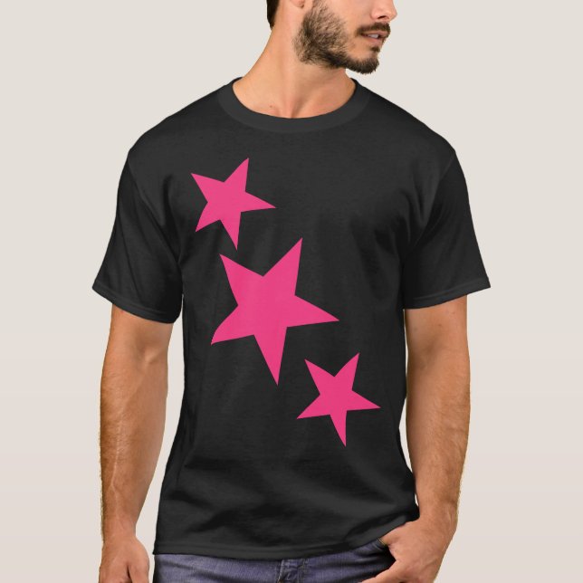 Camisa Neon Pink Star Impressão T (Frente)