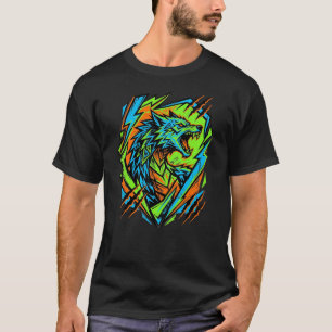 Camisa Neon Wolf – Cyberpunk Gráfica Animal