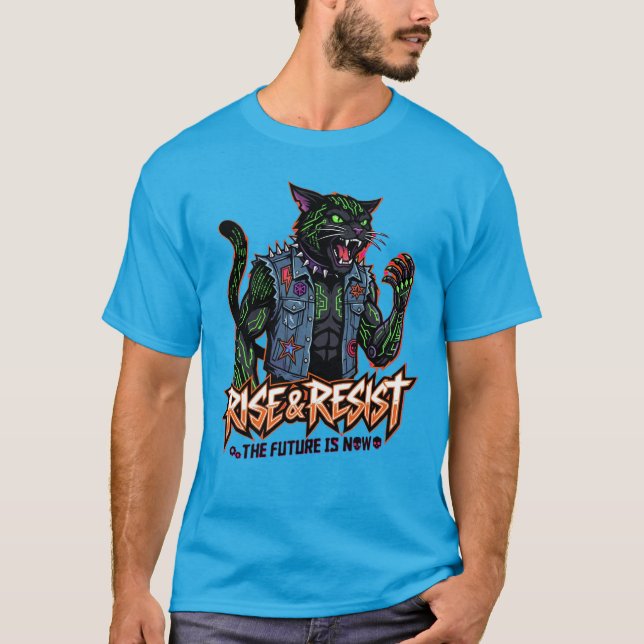 Camisa NeoRavennaNetwork Cyberpunk Gato Tech Gráfi (Frente)