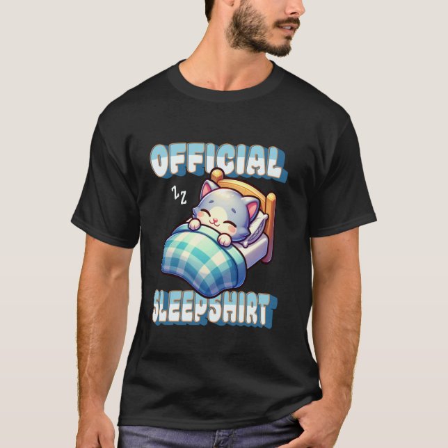Camisa Oficial de Dormir com Design de Gato Fofo D (Frente)
