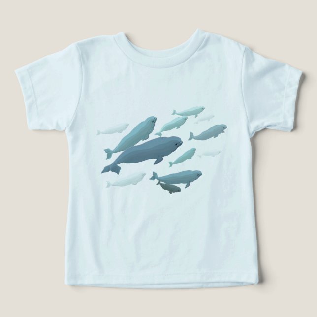 Camisa Orgânica de Bebê Baleia Beluga Presentes pa (Design frontal)