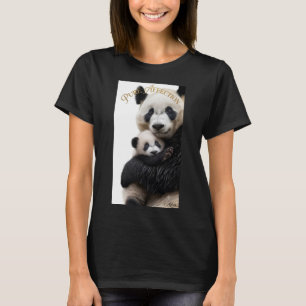 Camisa Orgânica de Mulher Panda Mãe e Bebê com Amo