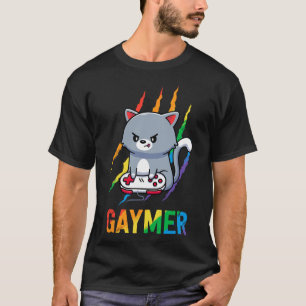 Camisa Orgulho Gato Lgbt Gaymer Arco-íris Vídeo Ga