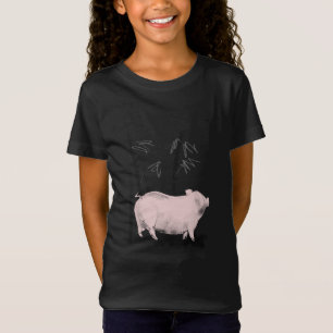 Camisa original de desenho de porco e moça de bamb