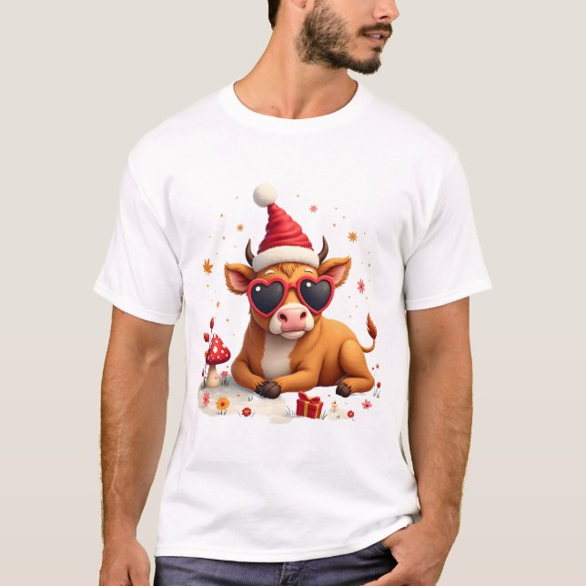 Camisa Outono Cow Pumpkin Bow Natal Meninas Crianç (Frente)