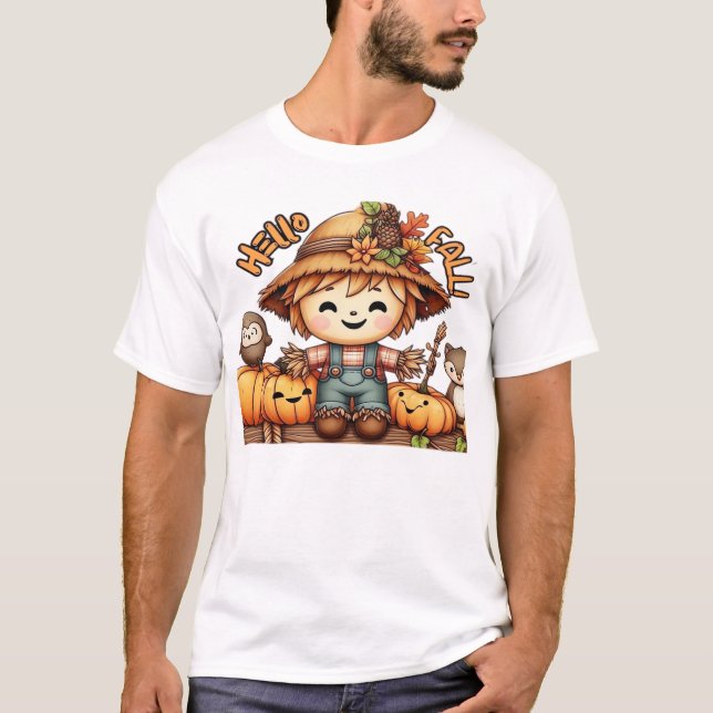 Camisa Oversized Espantalho de Outono Fofo com Abó (Frente)