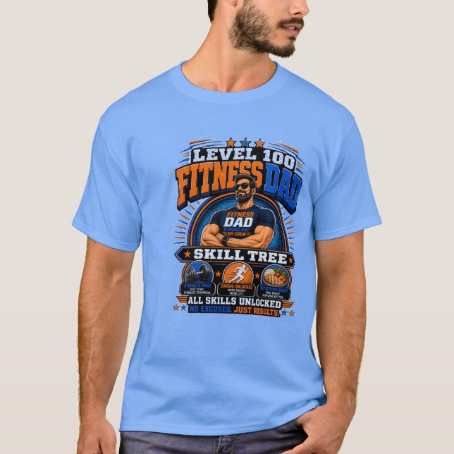 Camisa Pai Fitness Nível 100 – Skill Tree Pai da A (Frente)