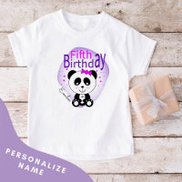 Camisa Panda 5 Birthday Girls (Roxo)