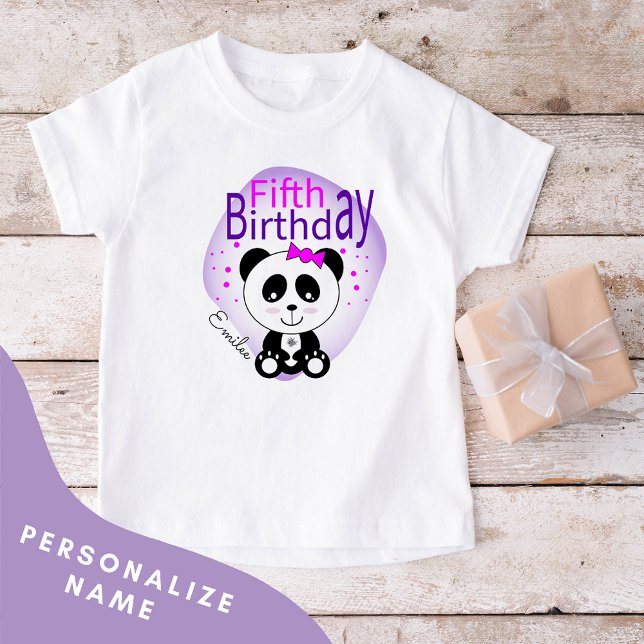 Camisa Panda 5 Birthday Girls (Roxo) (Criador carregado)