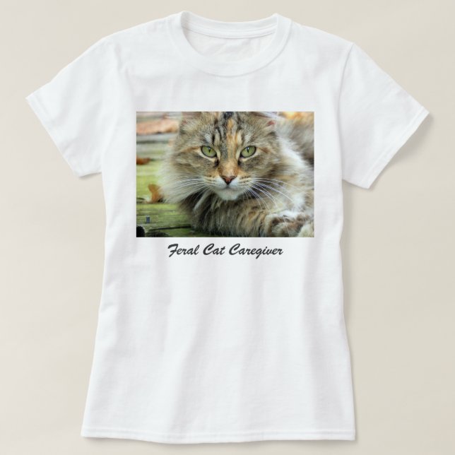 Camisa para Cuidador de Gato Atigrado Feral (Frente do Design)