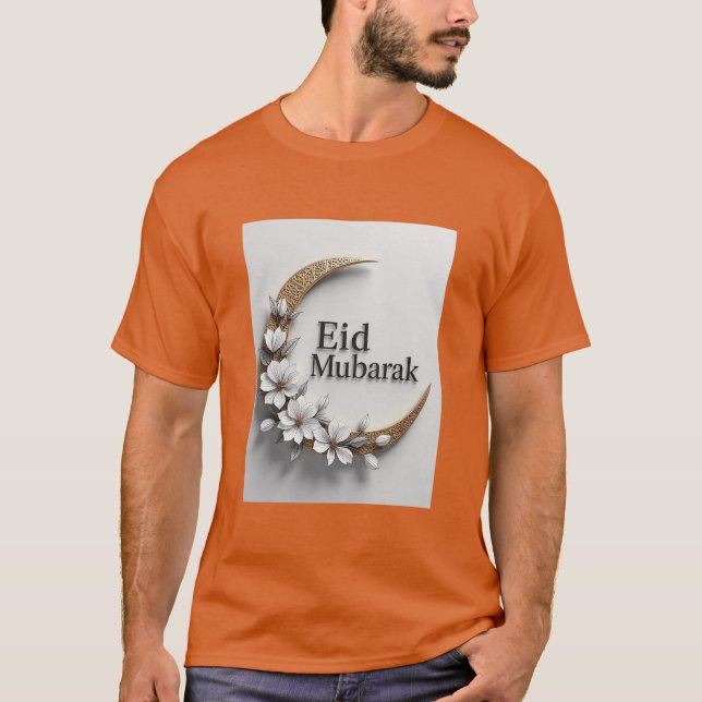 Camisa Para Homens Eid Al Fitr Mubarak Do Crescent (Frente)