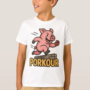 Camisa Paródia de Parkour de Porco Engraçado