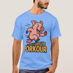 Camisa Paródia de Parkour de Porco Engraçado