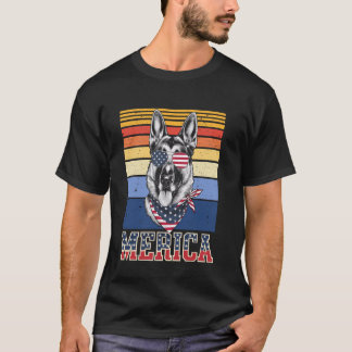 Camisa Patriota Americana de Cachorro german sheph