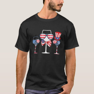 Camisa Patriótica de Copos de Vinho Bandeira dos E