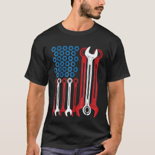 Camisa Patriótica de Mecânico Americano dos EUA