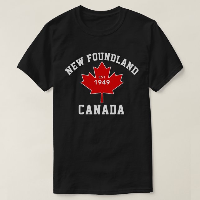 Camisa patriótica de Terra Nova Canadá Est.1949 T (Frente do Design)