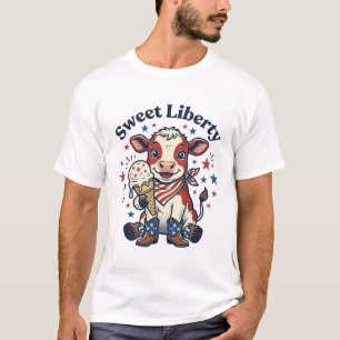 Camisa Patriótica de Vaca Bezerro Fofo Sorvete Des