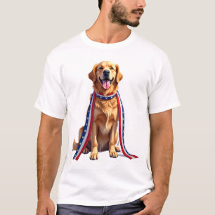 Camisa Patriótica do Golden Retriever com Fita Cai