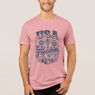 Camisa Patriótica EUA Deixe as Chaves da Liberdade