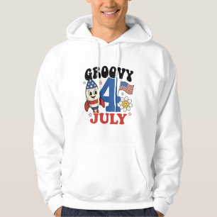 Camisa Patriótica Foguete Groovy 4 de Julho Design