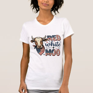 Camisa Patriótica Vaca Vermelha Branca Moo 4 de Ju