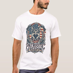 Camisa Patriótica Vector Gráfico de Pastor Alemão_