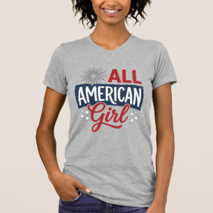 Camisa Patriótica Vintage de Garota Totalmente Ame
