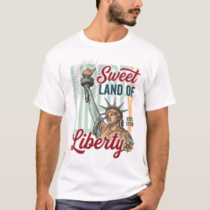Camisa Patriótica Vintage Sweet Land of Liberty De