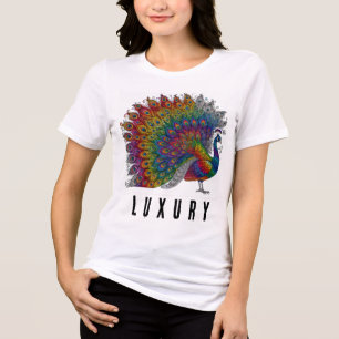 Camisa Pavão-Arco-Íris de Alta-Fascada de Luxo