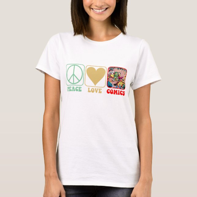 Camisa "Paz, Amor, Histórias em quadrinhos" (Frente)
