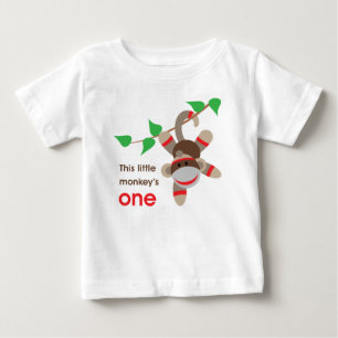 Camisa pequena do macaco do primeiro aniversario
