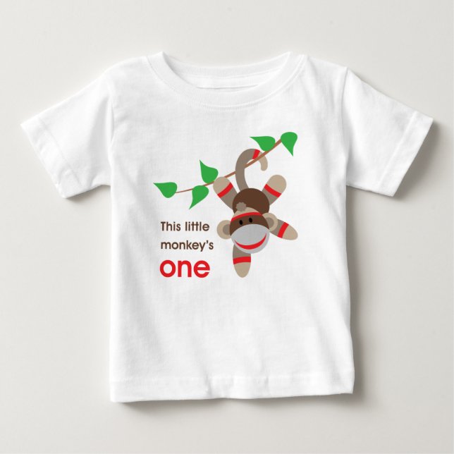 Camisa pequena do macaco do primeiro aniversario (Frente)